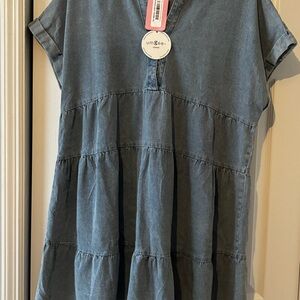 Umgee Denim Tiered Dress